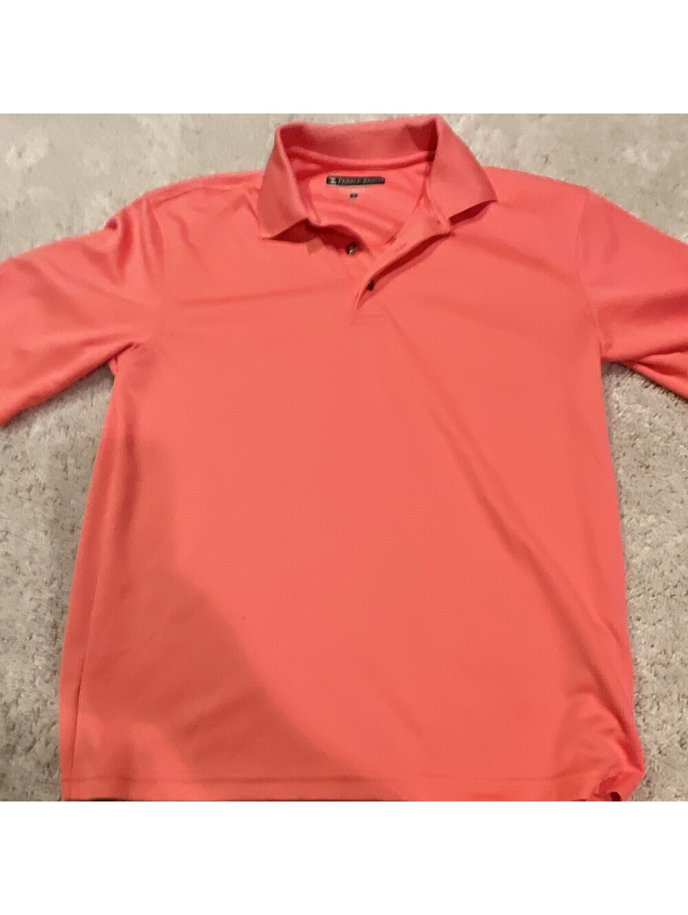 Pebble Beach Performance Men's Coral Golf Polo Shirt S Short Sleeve Polyester